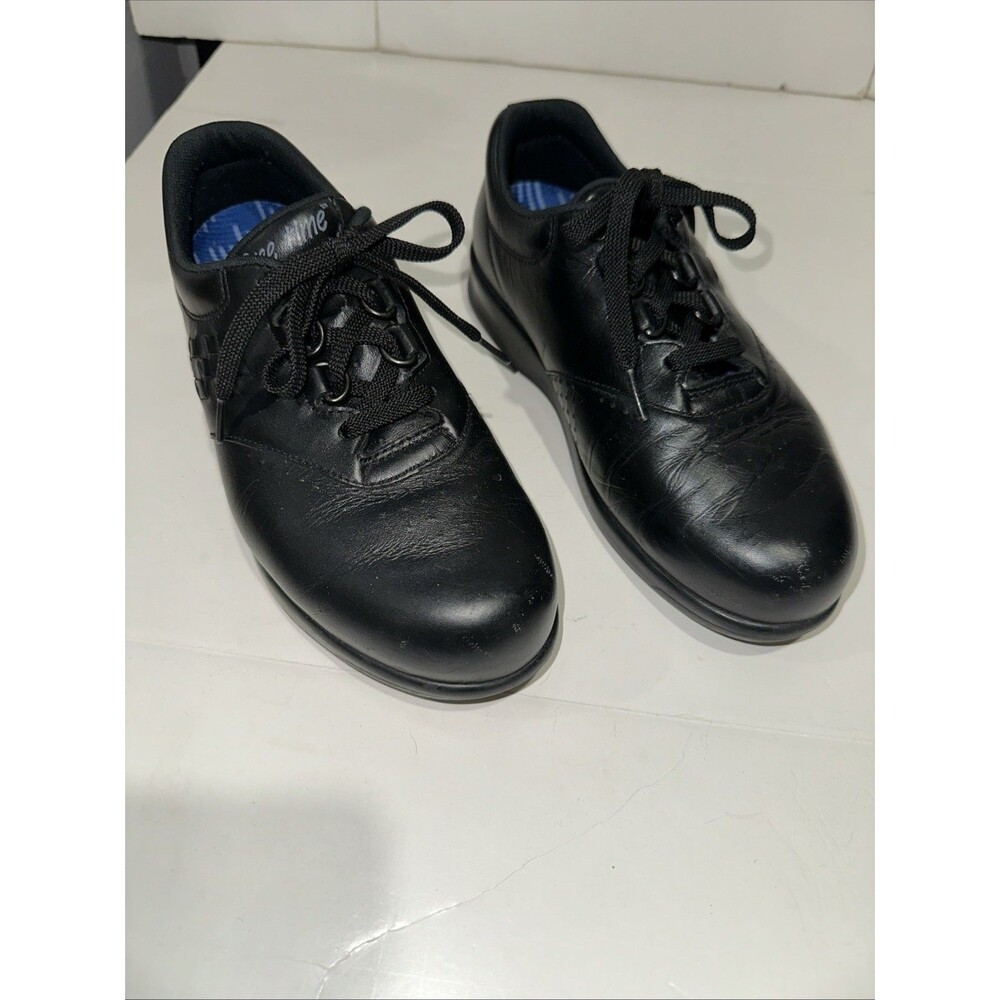 SAS Free Time Shoes Womens Size 6 W Black Leather Walking Sneakers USA